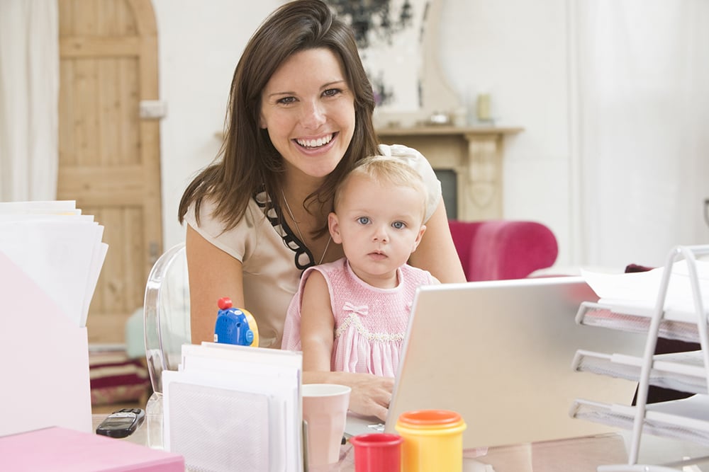 Mom working with baby