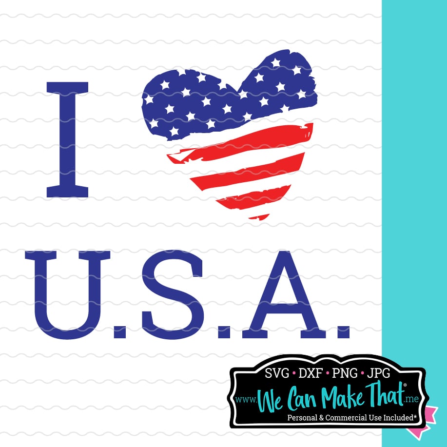 I Heart USA SVG file with heart USA Flag.