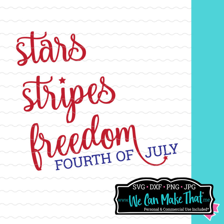 SVG Cut files mockup for Stars, Stripes Freedom, fourth of july design in red and blue.