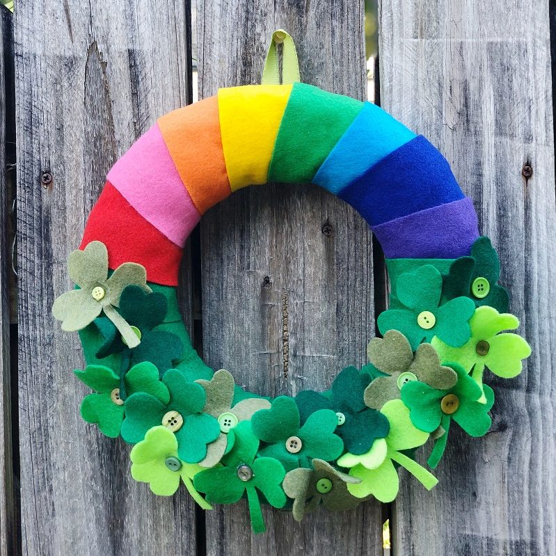Lucky Rainbow Shamrock Wreath