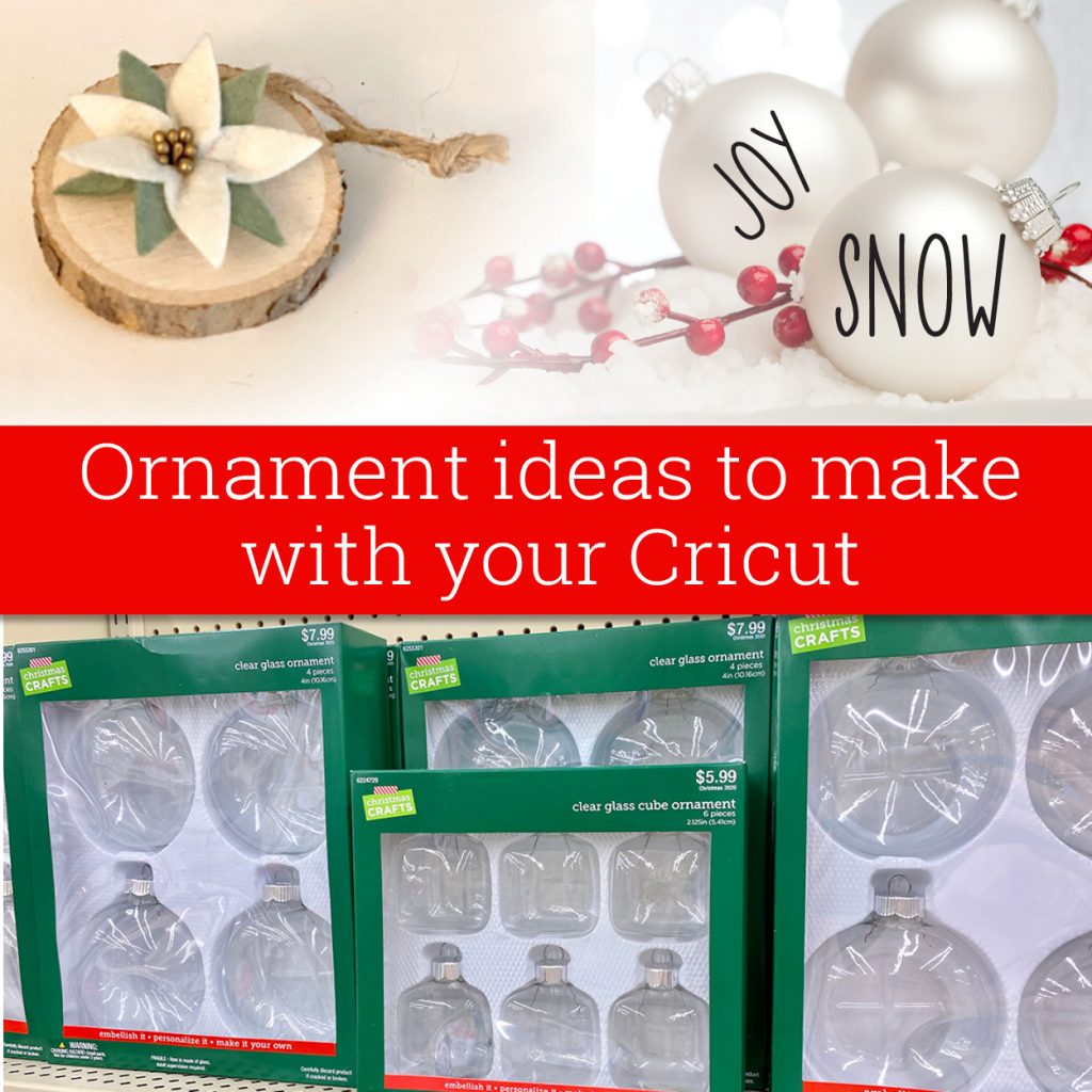 Clear plastic ornaments for crafting in a store display.