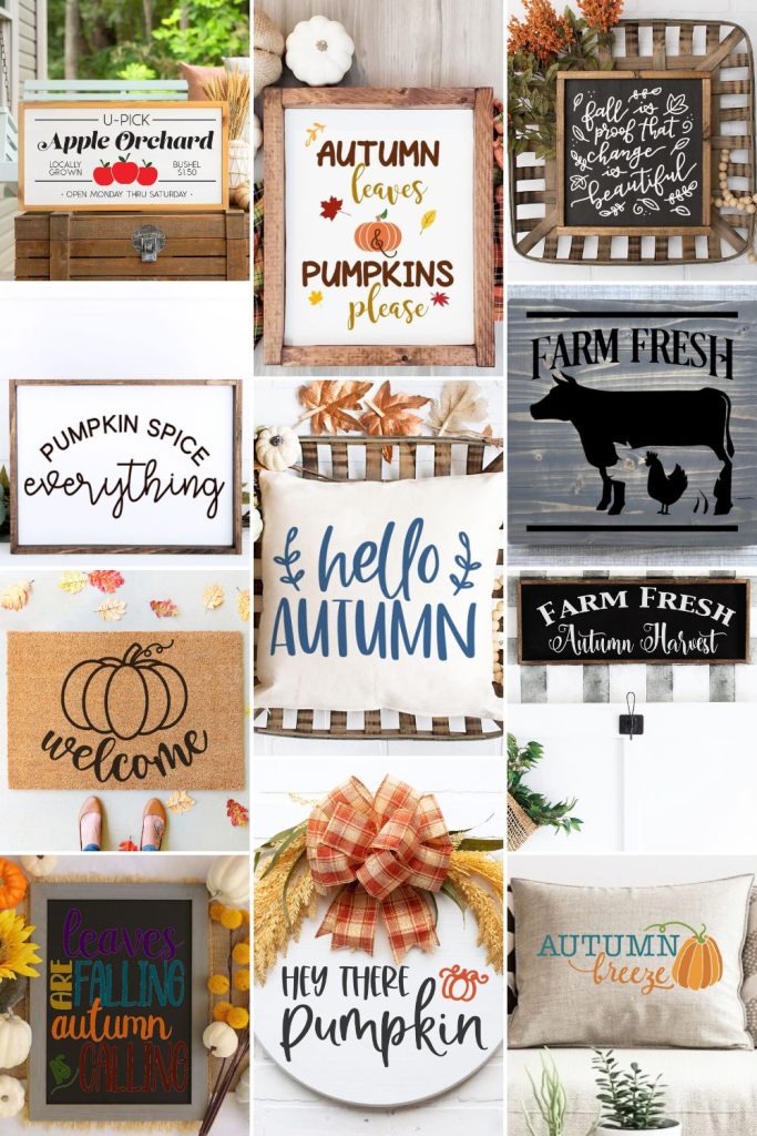 Fall farmhouse svg ideas collage