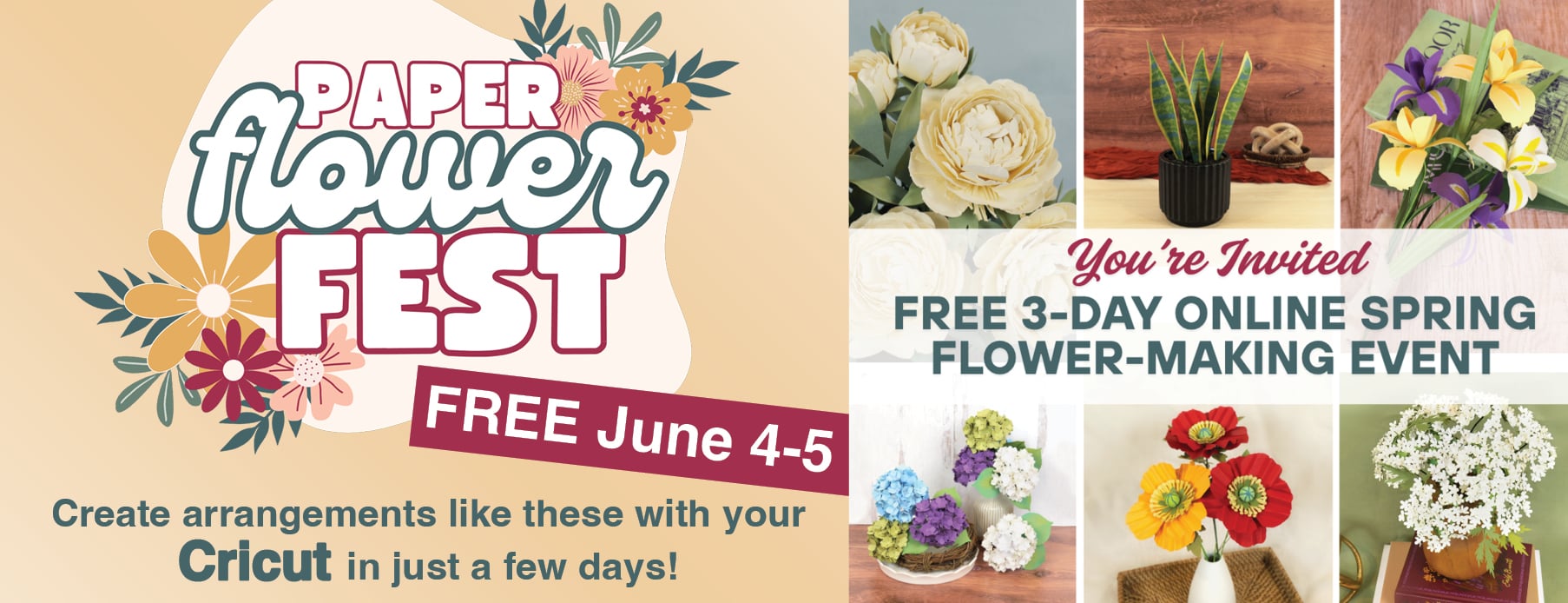 Flowerfest Cricut workshops banner ad.