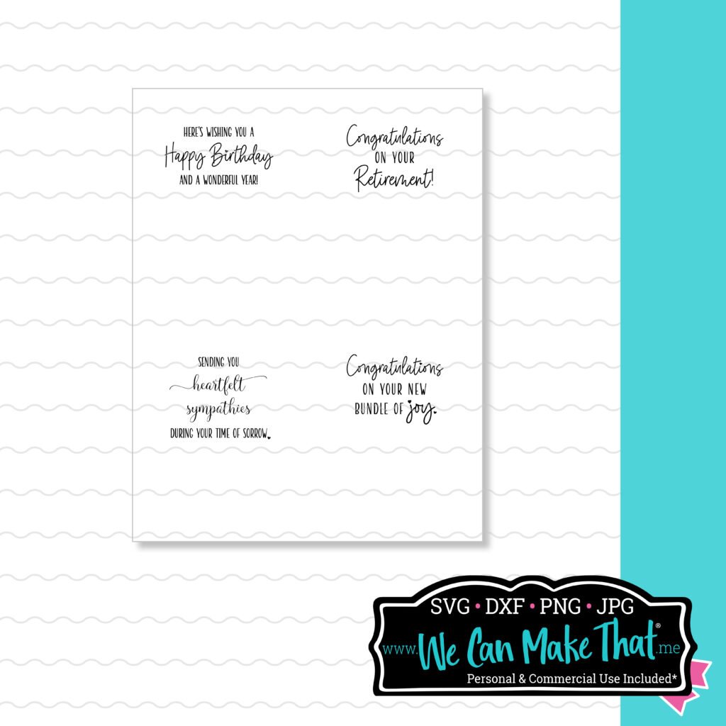 Congratulations card template with decorative text and a lined white background. At the bottom right is the We Can Make That logo.