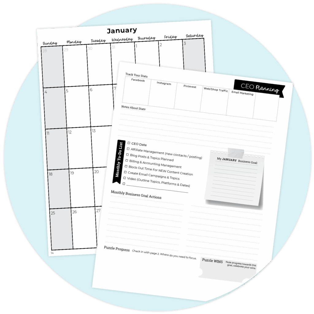 Planner mockup pages.