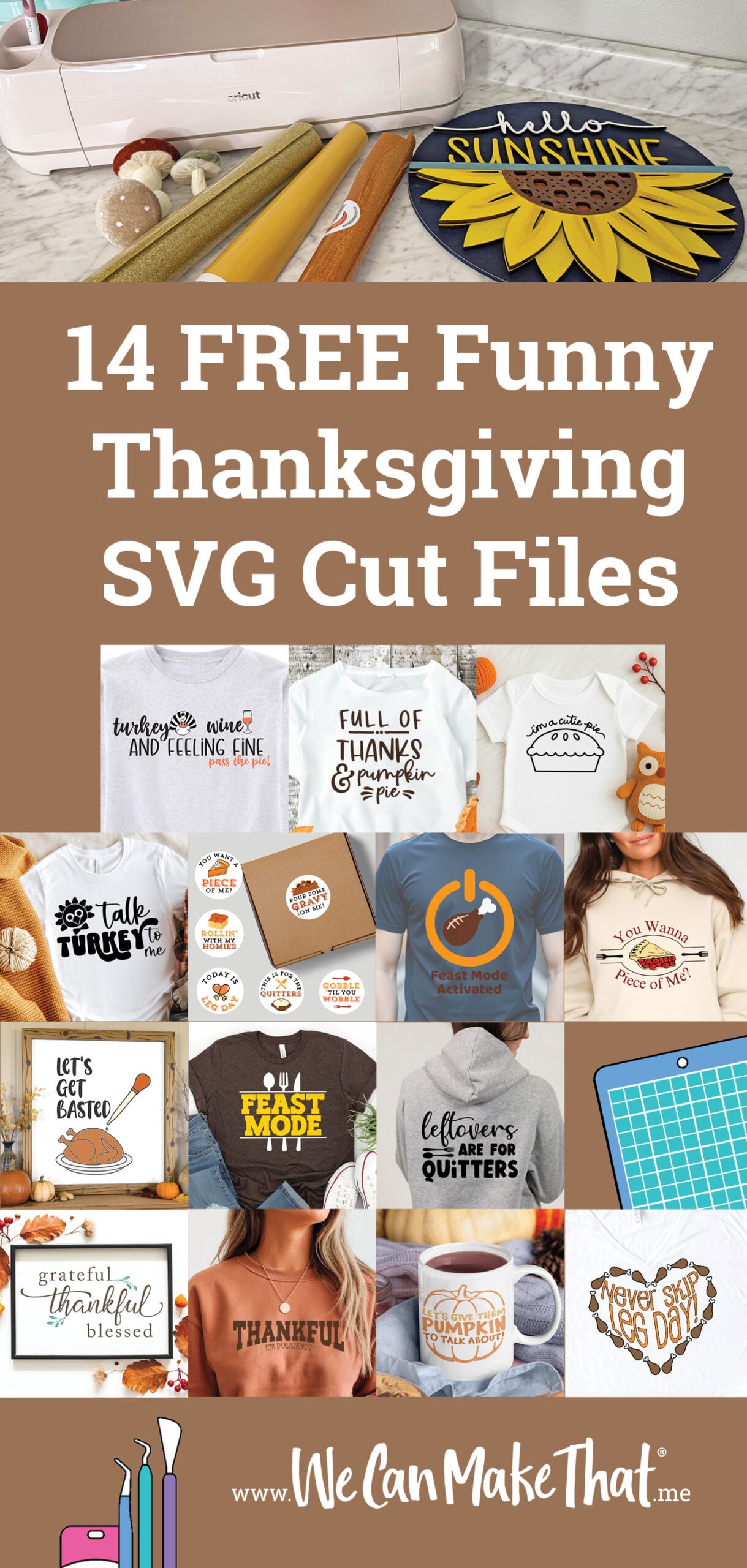 Collage of free funny thanksgiving svg mockups.