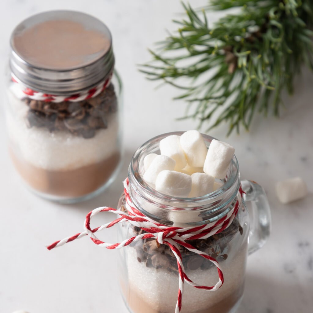 Mason jars with mixes in them for gift ideas.