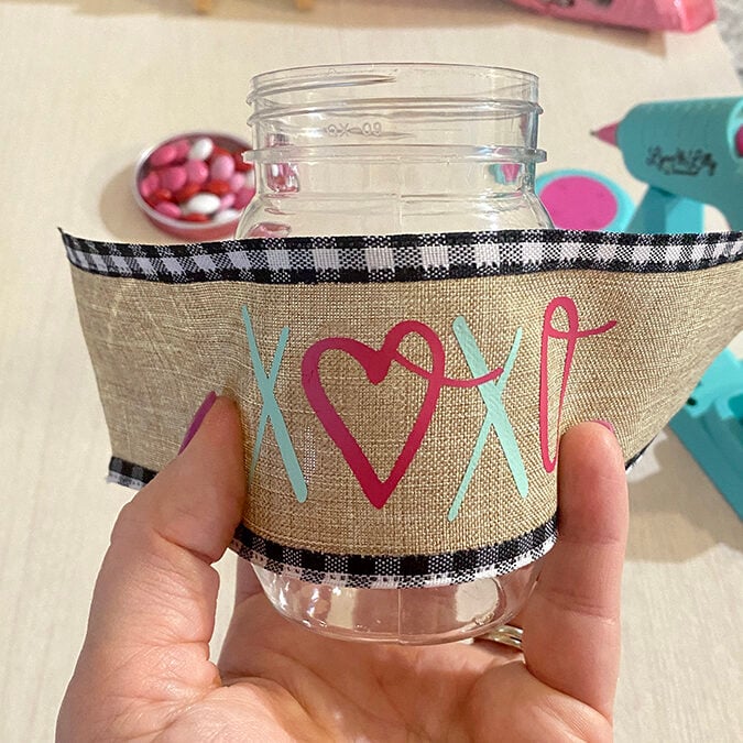 Applying HTV to Ribbon.