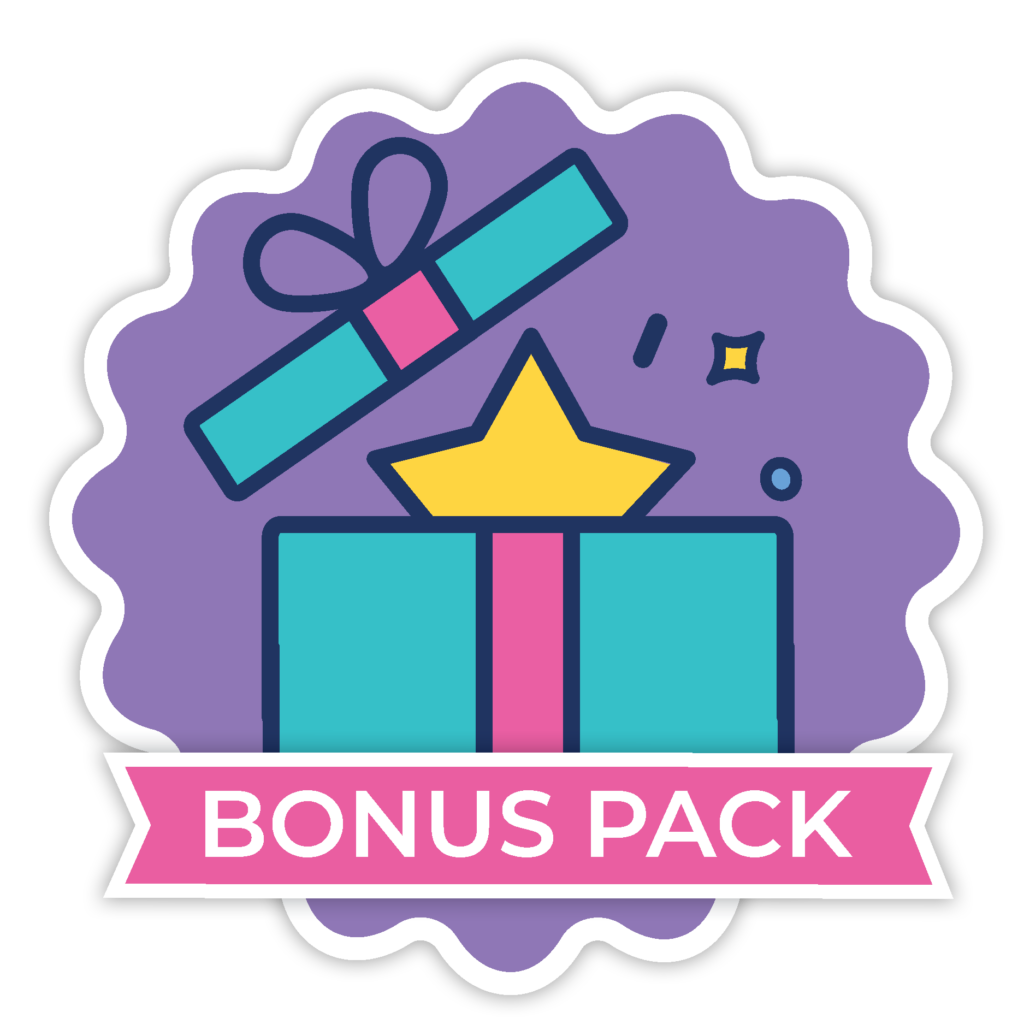 Gift graphic on purple scalloped circle.