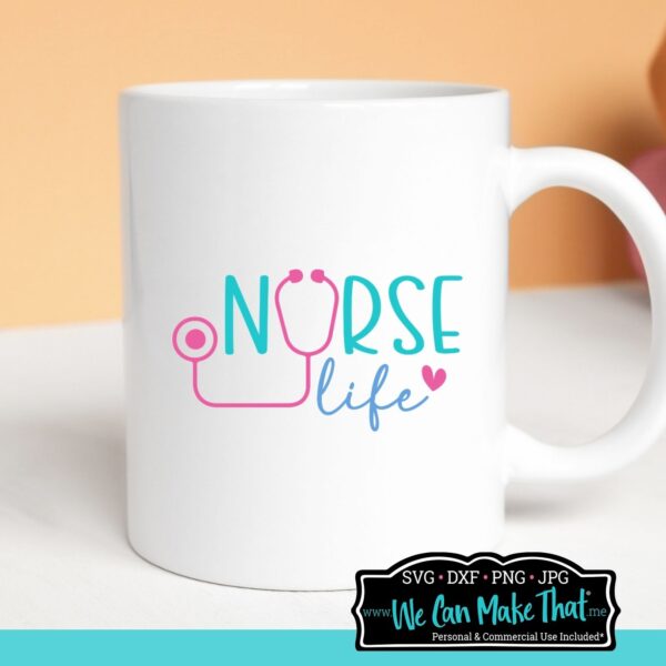 White much mockup with a nurse SVG design, Nurse Life.