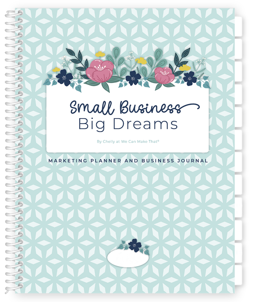 undated Small Business planner cover mockup with spiral binding.