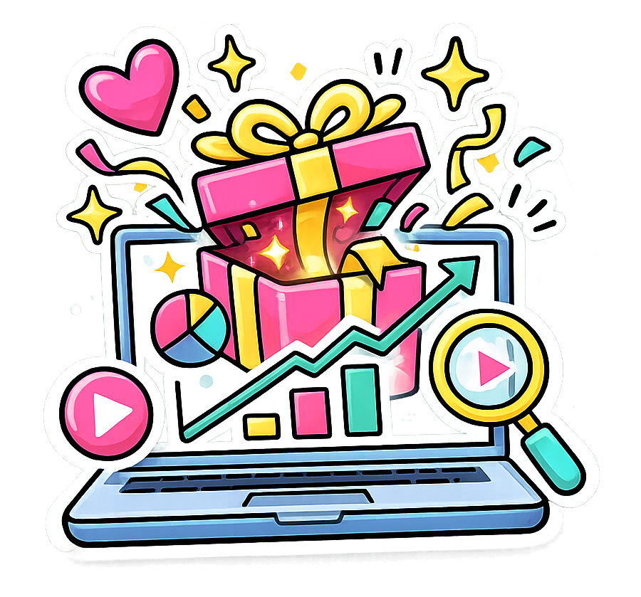 Bonus icon with gift and computer.