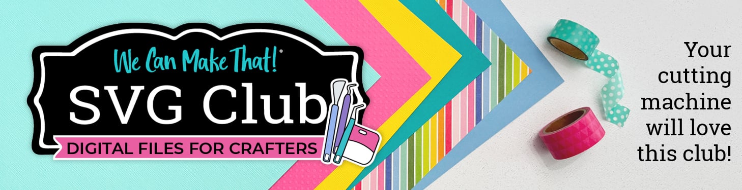 SVG Club logo on scrapbook paper with washi tape.