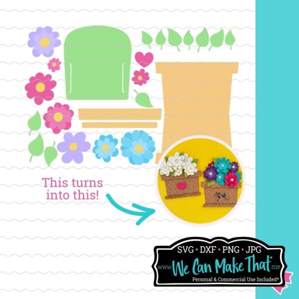 Flower Pot Gift Card Holder SVG